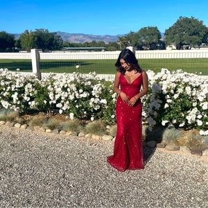 red sparkly prom dress